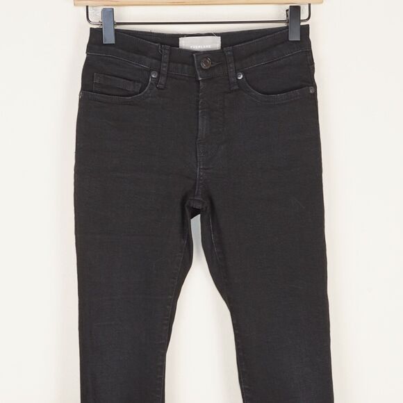 Everlane Authentic Stretch Black Mid Rise Skinny Black Jeans Womens Sz 25 Ankle - Picture 2 of 8